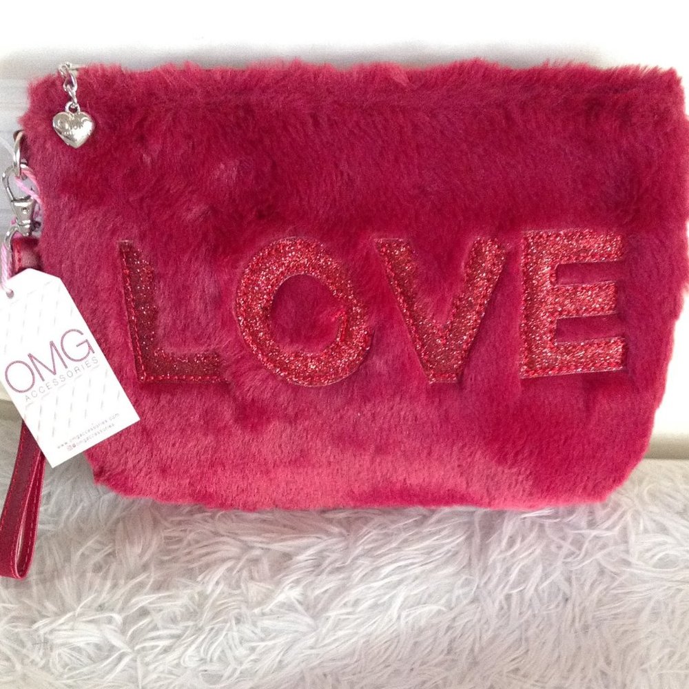 OMG Accessories  Faux Fur Love Wristlet